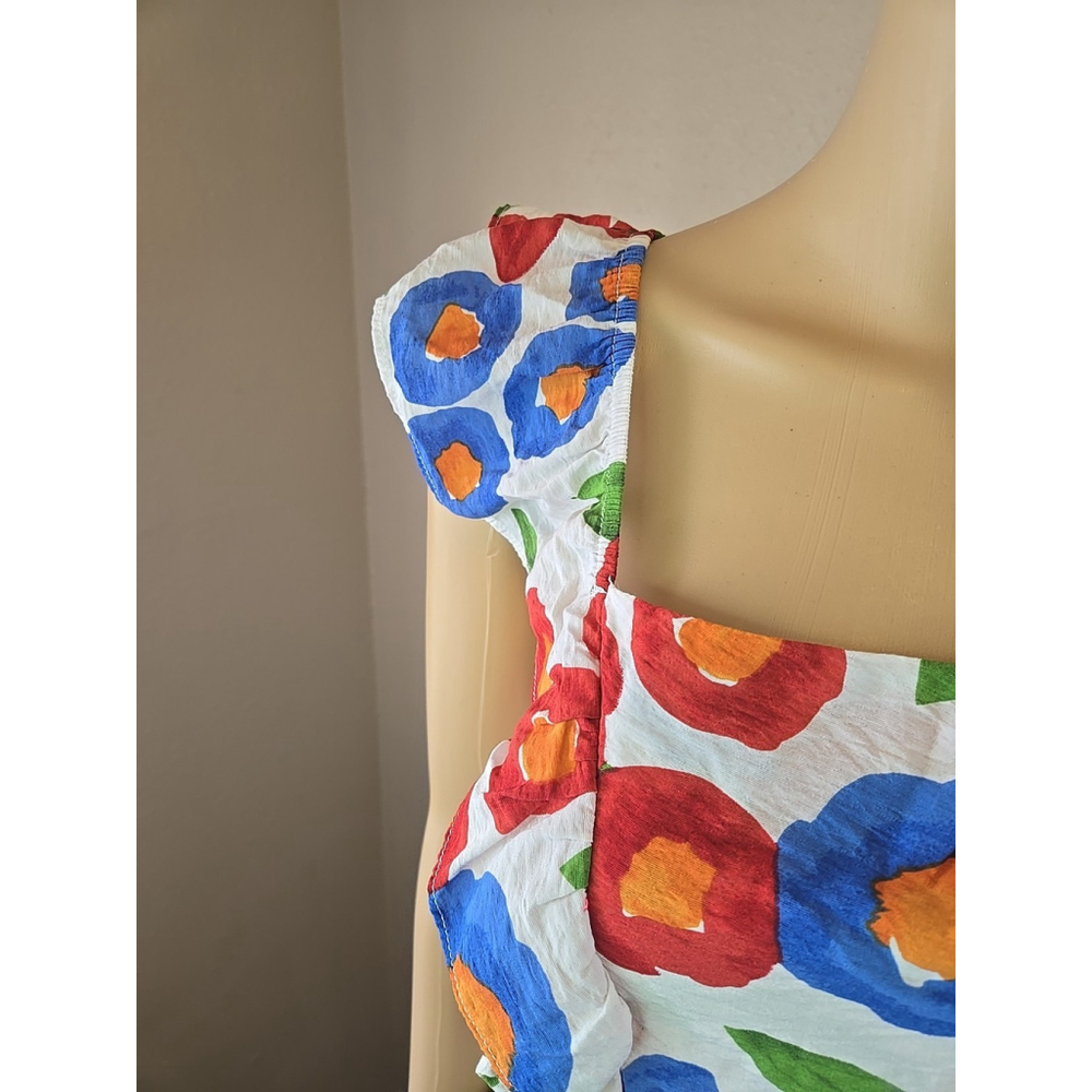 Skies are Blue Women's White Floral The Picnic Rffle Peplum Top Size Small - Picture 3 of 10